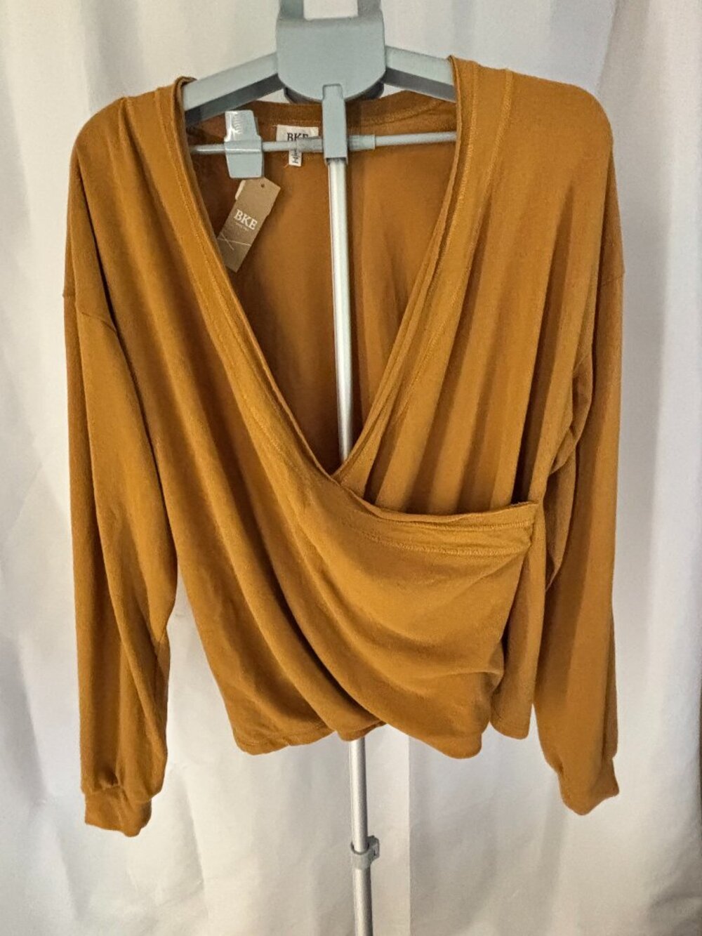 BKE Medal Bronze Wrap Long Sleeve Top Large NWT New With Tags